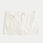Low-Rise Embroidered Denim Mini Skort - light khaki