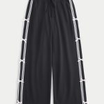 Side Bow Wide-Leg Sweatpants - black