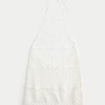 Crochet-Style Halter Cover Up Mini Dress - white