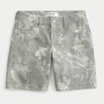 Low-Rise Dark Rinse Wash Baggy Jort - olive camo