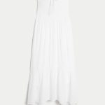 Strapless Smocked Maxi Dress - white