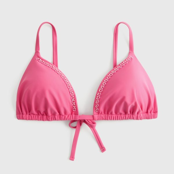 Embellished Triangle Bikini Top - raspberry