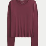 Seamless Fabric Long-Sleeve Crew Top - mulberry