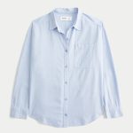 Oversized Linen-Blend Shirt - dusk blue