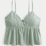 Easy Paisley Pattern Babydoll Top - green