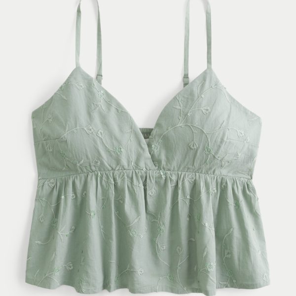 Easy Paisley Pattern Babydoll Top - green