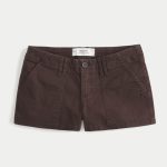 Low-Rise Twill Shortie Shorts - espresso