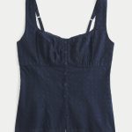 Button-Through Blouse - navy blue