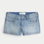 Low-Rise Light Wash Denim Shortie Shorts - medium