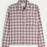 Boxy Flannel Shirt - deep mauve plaid