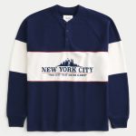 San Francisco Graphic Fleece Henley - navy