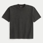 Boxy Heavyweight Washed Crew T-Shirt - washed black