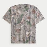 Boxy Heavyweight Washed Crew T-Shirt - light brown camo