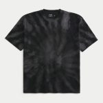 Boxy Heavyweight Washed Crew T-Shirt - black tie-dye