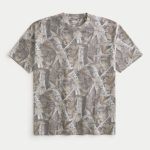 Boxy Heavyweight Washed Crew T-Shirt - brown camo