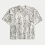 Boxy Heavyweight Crop Crew T-Shirt - cream camo