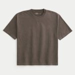 Boxy Heavyweight Crop Crew T-Shirt - washed dark brown