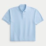 Boxy Crop Washed Polo - light blue