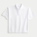 Boxy Crop Washed Polo - white
