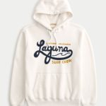 Waffle-Lined Laguna Graphic Surf Crew Graphic Hoodie - cream