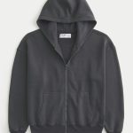 Boxy Zip-Up Hoodie - charcoal gray