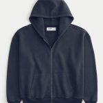 Boxy Zip-Up Hoodie - washed navy
