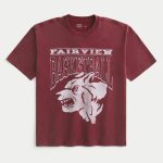 Boxy Heavyweight Fairview Basketball Graphic Tee - faded burgundy