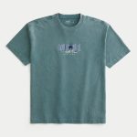 Boxy Heavyweight Oahu Graphic Tee - washed dark teal