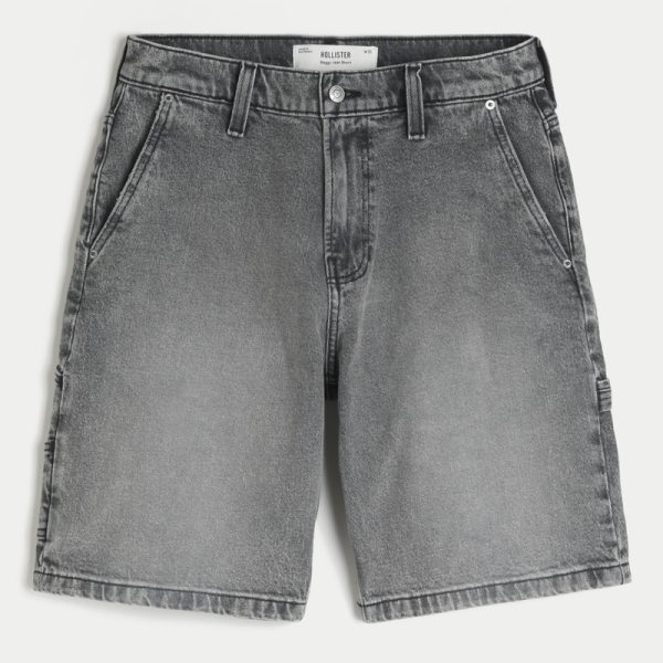 Washed Black Baggy Denim Shorts - washed black