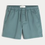 Mid-Thigh Twill Pull-On Shorts - dark teal