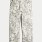 Linen-Blend Flex-Waist Baggy Pants - cream camo
