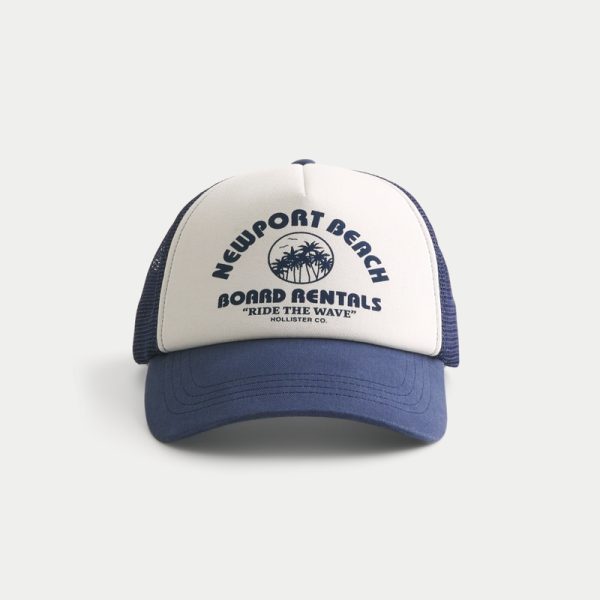 Newport Beach Graphic Trucker Hat - navy