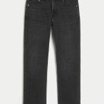 Medium Wash Straight Jeans - washed black