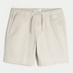 Above-the-Knee Twill Pull-On Shorts - stone