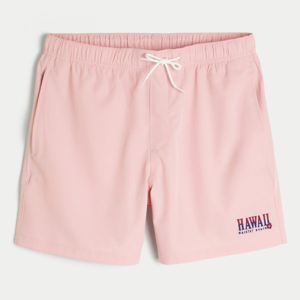 Mid-Thigh Volley Swim Trunks - light pink