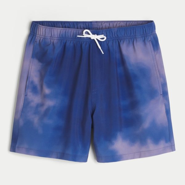 Mid-Thigh Volley Swim Trunks - navy tie-dye