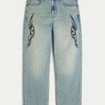 Leopard Print Baggy Painter Jeans - light