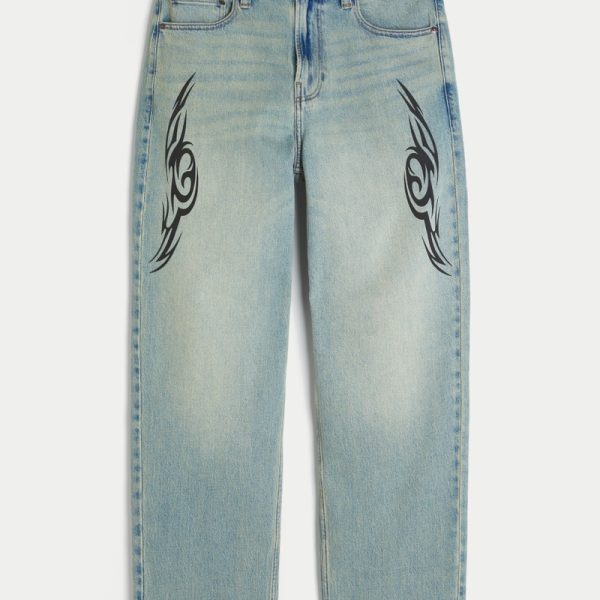 Leopard Print Baggy Painter Jeans - light