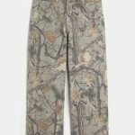 Medium Wash Super Baggy Jeans - tan camo
