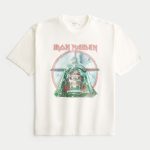 Boxy Iron Maiden Graphic Tee - cream