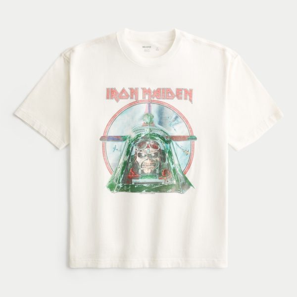 Boxy Iron Maiden Graphic Tee - cream