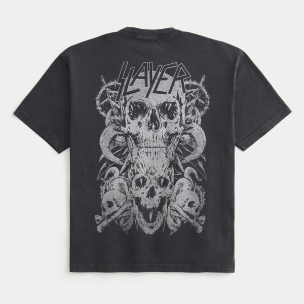Boxy Slayer Graphic Tee - washed black