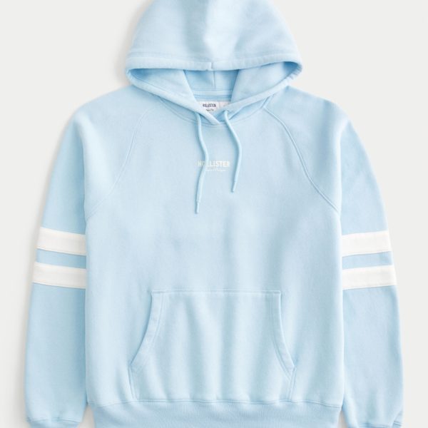 Boxy Logo Hoodie - light blue
