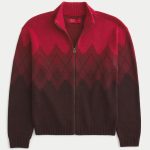 Relaxed Lunar New Year Zip-Up Cardigan - red pattern