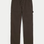 Straight Pull-On Pants - dark brown dd