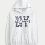 Oversized NY Graphic Hoodie - light heather grey