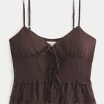 Chiffon Ruffle Cami - espresso