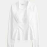 Button-Through Poplin Shirt - white