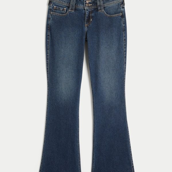 Low-Rise Medium Wash Embroidered Florals Boot Jeans - dark