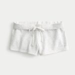Side Stripe Fleece Mini Shorts - light heather gray
